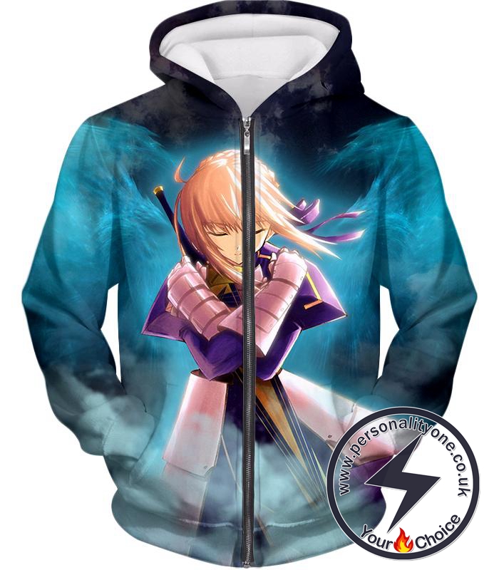 Fate Stay Night Cool King Arthur Saber Class Altria Zip Up Hoodie